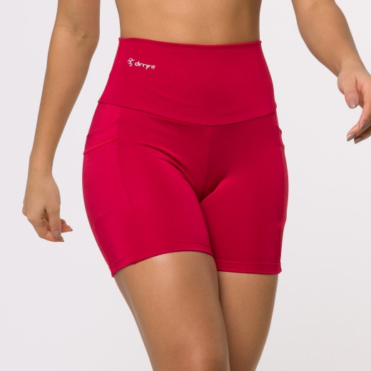 Short Fitness Basics Com Bolsos Laterais Vermelho