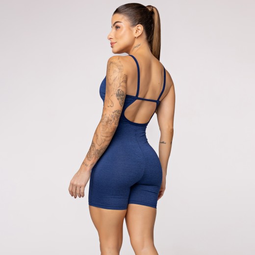 Macaquinho Fitness Melange Azul