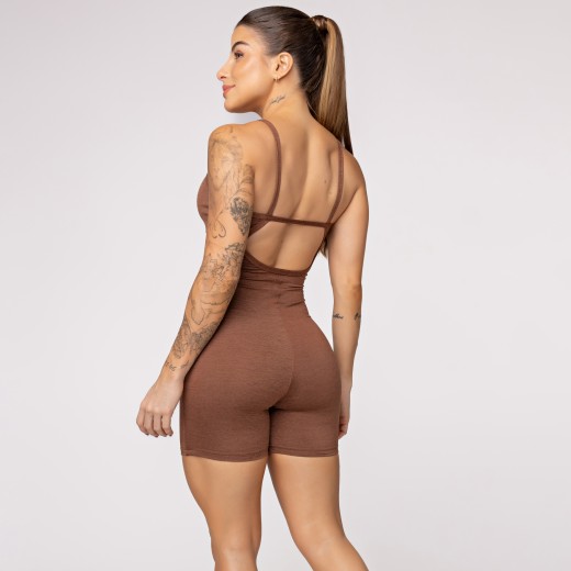 Macaquinho Fitness Melange Marrom