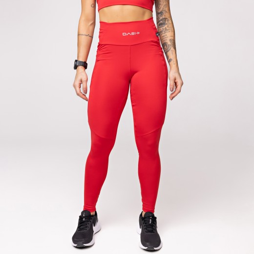 Legging Baixa Pace Com 6 bolsos Funcionais Vermelha