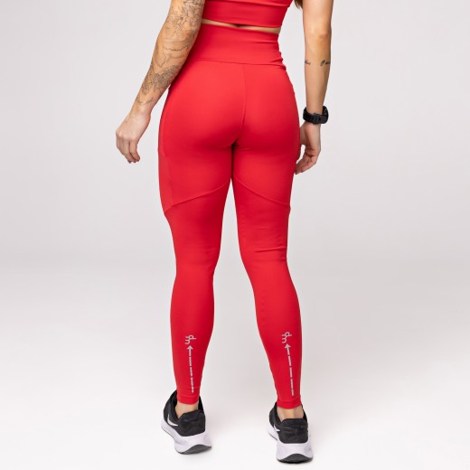 Legging Baixa Pace Com 6 bolsos Funcionais Vermelha