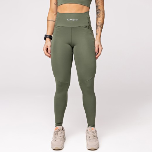Legging Baixa Pace Com 6 bolsos Funcionais Verde Militar