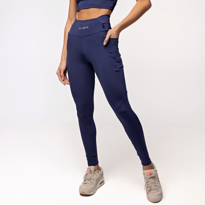 Legging Baixa Pace Com 6 bolsos Funcionais Azul Marinho