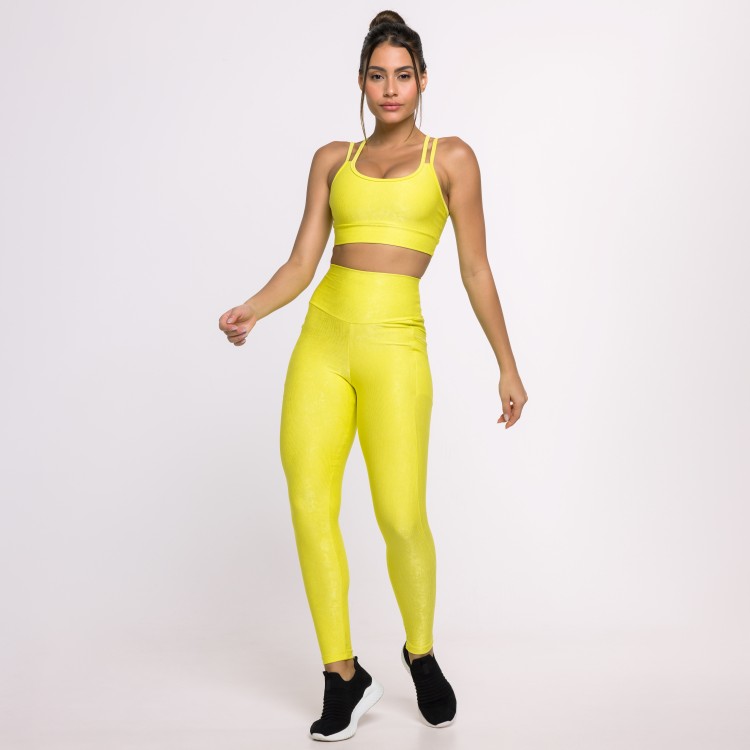 Legging Fitness Canelada Com Bolsos Laterais Lima Flux