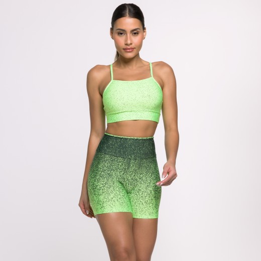 Top fitness feminino new printed estampado mescla verde e branco