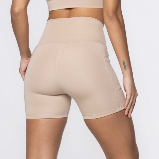 Short Fitness Basics Com Bolsos Laterais Nude