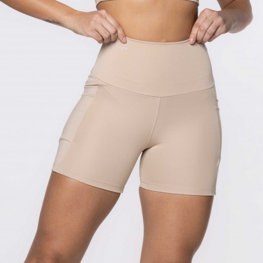 Short Fitness Basics Com Bolsos Laterais Nude