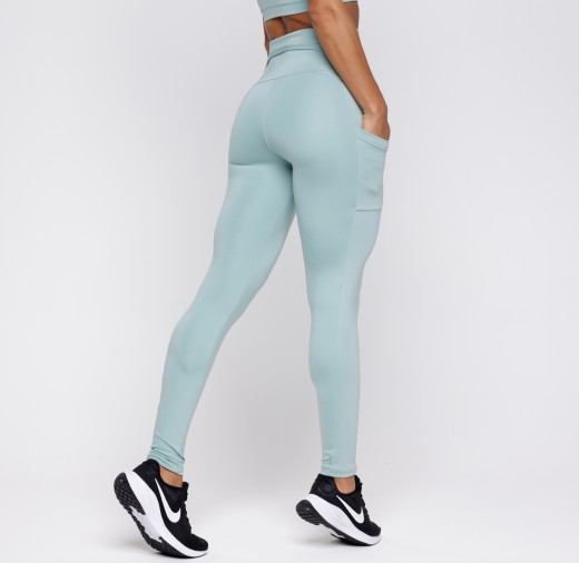 Calça Legging Com Três Bolsos Verde Oliva