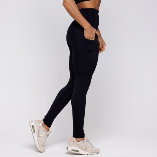 Calça Legging Com Três Bolsos Preta